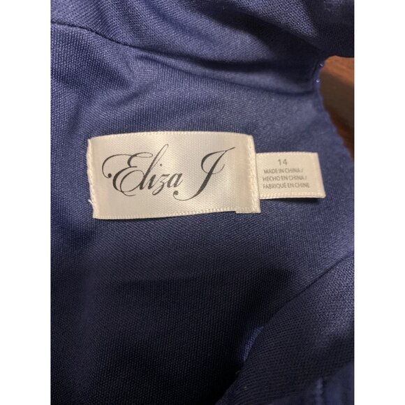 Eliza J. Blue Metallic Halter Neck Sheath Dress Size 14 - Picture 4 of 10